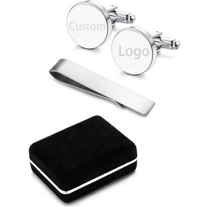 Biểu tượng tùy chỉnh đám cưới Mens <span class=keywords><strong>Cuff</strong></span> liên kết tie clip Hộp quà tặng Bộ áo sơ mi nút Khuy măng sét cho nam giới sang trọng Khuy măng sét cho nam giới trong hộp - Product Image 2