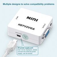 Convertidor MINI HDTV a VGA con Cable de Alimentación USB y Puerto de Audio de 3.5mm, Adaptador Activo de Entrada HDTV a Salida VGA 1080P