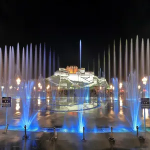 Fontaine carrée de musique Buses SS Jet laminaire Fontaine de danse musicale d'extérieur avec spectacle de lumière laser