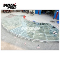 Scène de mariage et d'événements de luxe pliable, portable, modulaire, en alliage d'aluminium, transparente, en acrylique et en verre, pour piscine
