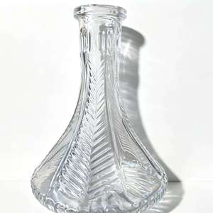 Vase à chicha en verre transparent, base de narguilé, carafe gaufrée de type droit, accessoire pour fumeurs - Product Image 1