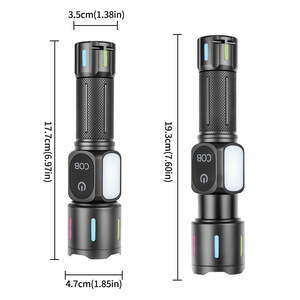 ไฟฉายด้านข้างแบบ COB พร้อมจอแสดงผลดิจิตอล ชาร์จผ่าน USB ได้ กำลังไฟสูง แสงสีขาว LED ระยะไกล สำหรับใช้งานกลางแจ้ง - Product Image 3