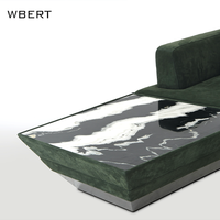 WBERT Canapé de salon italien moderne de luxe en cuir vert émeraude-Accoudoirs en marbre, ensemble de canapés modulables-Muebles Para Hogar