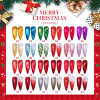 Vendeeni Nouveau Gel Polish à Ongles TPO Sans HEMA Thème Noël 24 Couleurs Imperméable Haute Pigmentation Effet Œil de Chat Paillettes Fines Certifié MSDS