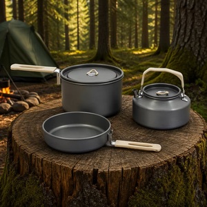 <span class=keywords><strong>Set</strong></span> di pentole da campeggio per <span class=keywords><strong>3</strong></span>-4 persone, pentola pieghevole portatile, padella e bollitore da 1100 ml per escursioni all'aperto, picnic e viaggi - Product Image 4