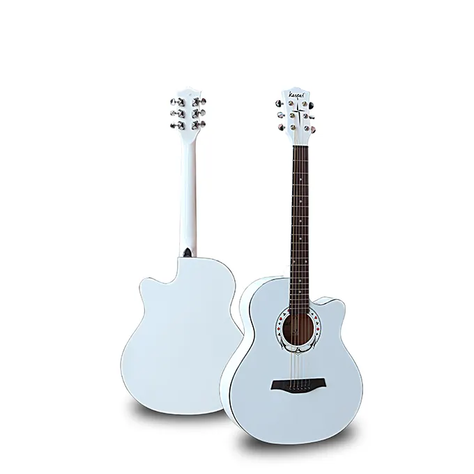 Самые дешевые, сделанные в Китае, завод белых гитар, 40 дюймов, Липовая высокоглянцевая Классическая гитара OEM для продажи