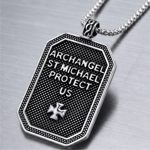 yunnique Pendentif épée d'archange en acier inoxydable, collier pour homme, cadeau, design géométrique - Product Image 2