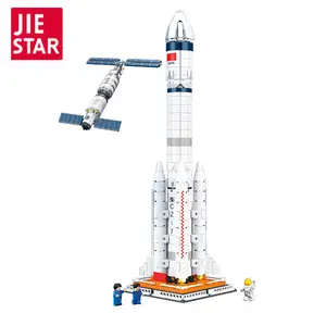 JIESTAR-Modèle de fusée longue du 7 mars, 1480 pièces, navette de recherche spatiale pour l'éducation scientifique, bloc de construction, jouet avec 3 figurines d'astronautes