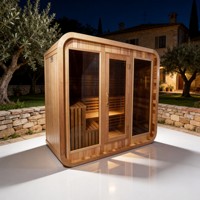 Mini sauna familial avec poêle électrique 3 kW, vapeur humide, pour appartement, panneau de commande intelligent, en bois de sapin Hemlock