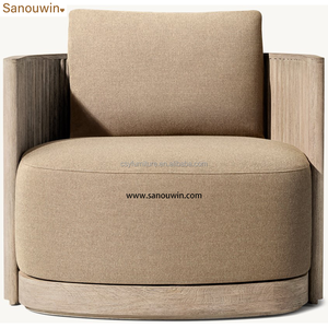 Chaise pivotante en bois élégante et durable pour l'extérieur, en teck vieilli avec rotation à 360° °   Meubles d'extérieur rotatifs - Product Image 3