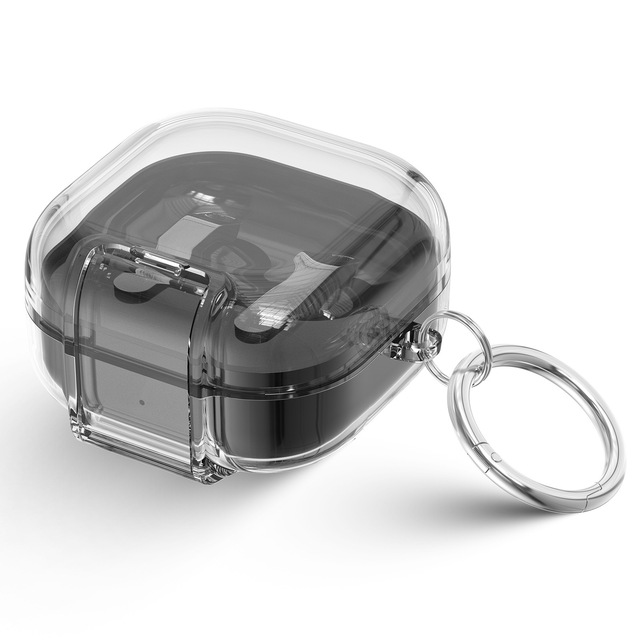 Clear TPU Case for Samsung Galaxy Buds 4 / 4 Pro Transparent Shockproof Protective Cover with Keychain Ring