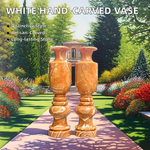 ठोस चट्टान हाथ से नक्काशीदार सफेद पत्थर के बर्तन सजावट टिकाऊ पत्थर के बर्तन की सजावट - Product Image 4