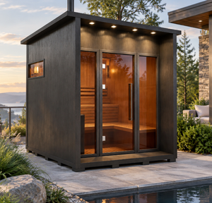 Sauna électrique à vapeur carré noir en cèdre rouge de qualité supérieure, 4-6 personnes, fonctionnement moderne et facile, soulagement de la tension musculaire, marque Sansheng, garantie 1 an - Product Image 1