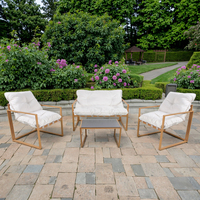 Meubles d'extérieur modernes Ensemble de table à manger en métal confortable à 4 pièces pour patio Loisirs Imperméable Cadre en fer pour hôtel Salon
