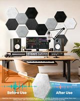 Lot de 12 panneaux acoustiques hexagonaux décoratifs autocollants, panneaux acoustiques en PET pour l'atténuation du son, pour studio, bureau, maison
