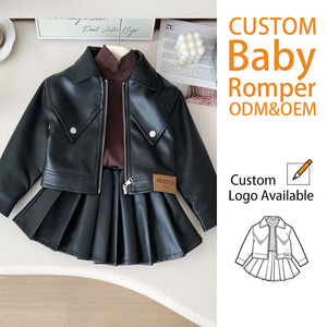 Ensemble de vêtements 2 pièces populaire pour fille, style coréen, en similicuir tendance, pour l'automne, idéal pour les séances photo. - Product Image 1