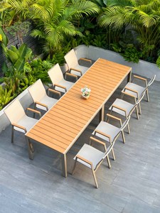 Juego de Mesa y Sillas Apilables para Exteriores Dingshuai, Estilo Nórdico, con Madera Plástica y Aleación de Aluminio, para Patio, Balcón y Picnic - Product Image 6