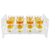 Juego de vasos pequeños personalizados para tiro, soporte para bandeja de tiro, gafas de Base pesada para whisky, esmeriladas, 8 Uds.