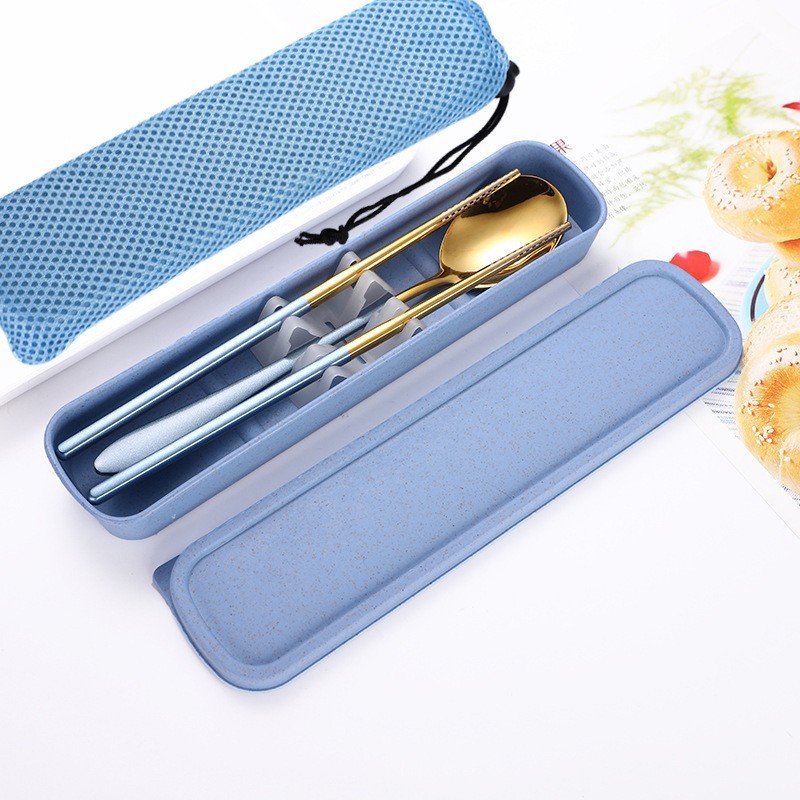 [Two-Piece Set] Gold + Blue + Blue Case Blue Bag