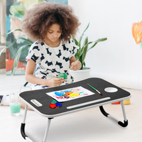 Table pliable pour ordinateur portable, plateau de lit portable, support pour ordinateur portable avec porte-gobelet et emplacement pour tablette