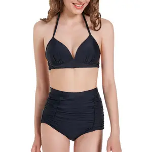 Bikini de cintura alta para mujer, traje de baño de repreve de tela reciclada