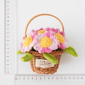 Panier de fleurs au crochet fait main, <span class=keywords><strong>tournesol</strong></span> et marguerite, en couleurs vives assorties (<span class=keywords><strong>rose</strong></span>, jaune, orange), idéal comme cadeau pour elle ou pour sa mère - Product Image 5