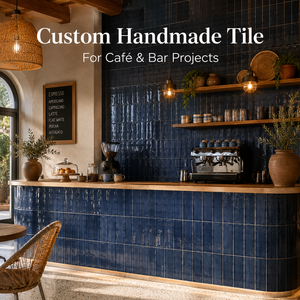 Azulejo Cerámico Brillante Azul Perla Hecho a Mano de 65x200mm para Decoración de Paredes en Cafeterías, Tiendas de Té con Leche, Restaurantes y Cafés - Product Image 2