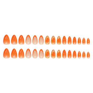 30 pièces/boîte, ongles pressés, décoration <span class=keywords><strong>orange</strong></span>, faux ongles artificiels, matériau ABS, réutilisables, faux ongles complets, design pré-conçu - Product Image 5