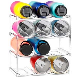 Organisateur de bouteilles d'eau en métal empilable à 3 niveaux, capacité de 9 bouteilles, montage mural, rangement pour cuisine, salle de bain, comptoir, réfrigérateur - Product Image 5