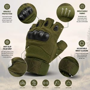 Gants tactiques demi-doigts à coque rigide unisexes, respirants, résistants à l'usure et anti-coupure pour l'entraînement, la gym et l'haltérophilie - Product Image 2