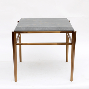Tavolino da caffè in metallo ottone con Design personalizzato in vera pelle di lusso con piano <span class=keywords><strong>rettangolare</strong></span> salotto decorazione per la casa - Product Image 1