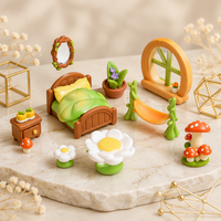 Meubles miniatures pour scène féerique, décoration de jardin pour fête du thé, chaise fleurie, table de chambre, lit, miroir, accessoire de maison de poupée en résine pour loisirs créatifs
