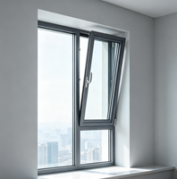 Fenêtres de villa modernes en aluminium à ouverture vers l'intérieur, double vitrage, insonorisées, sécurisées, durables, étanches aux intempéries