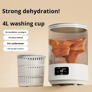 Laveuse-sécheuse portable pliable rechargeable 4L à chargement par le haut pour vêtements de bébé, sous-vêtements et chaussettes – Idéale pour dortoirs et voyages transfrontaliers - Product Image 2