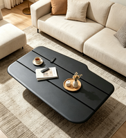 Table basse moderne avec plateau noir mat en panneau écologique de qualité E1 pour hôtel, villa, table centrale sur mesure