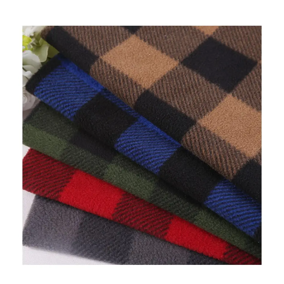 Microfiber Luchtlaag Warm Houd Fleece Pyjama Materiaal Tartan Bedrukt Polar Fleece