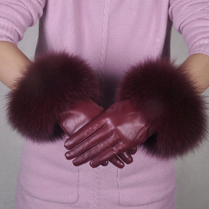 Nouveauté 2026 : Gants en cuir véritable pour <span class=keywords><strong>femme</strong></span>, style mode, pour l'hiver, décontractés, en peau de mouton et fourrure de renard - Product Image 6