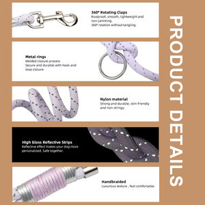 Guinzagli per animali domestici per cani all'ingrosso al guinzaglio cane con Logo riflettente di colore personalizzato per cani in Nylon corda moderna comoda guinzaglio a mani libere - Product Image 4