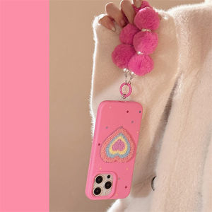 สร้อยข้อมือรูปหัวใจหลากสีสไตล์คู่เหมาะสำหรับ IPhone17เคสโทรศัพท์16นิ้วแบบนิ่ม15 <span class=keywords><strong>Max13</strong></span>ผ้าเย็บปักถักร้อย14นิ้ว - Product Image 3