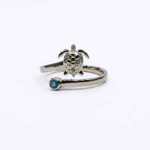925 <b>Silver</b> Gold Plated Turtle <b>Ring</b> <b>Emerald</b> Gemstone Cut Channel Setting Classic Tibetan Buddhist Design Women's - Product Image 2