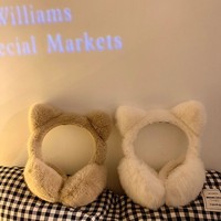 Orejeras de Felpa con Orejas de Gato Clásicas y Lindas para Niñas, Cálidas para Invierno, con Estampado Digital, Anticongelantes, para Mantener las Orejas Calientes al Montar