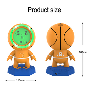 Réveil numérique mignon en forme de ballon de basket, veilleuse, horloge pour enfants, entraînement au sommeil, projection LCD, réveil avec expression - Product Image 5