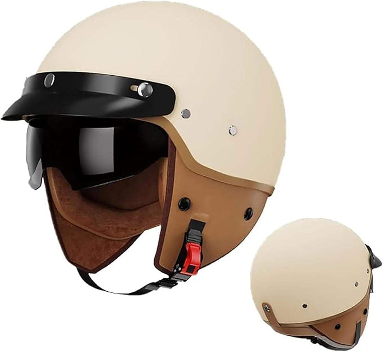 Moto Casque Jet Bol Vintage ECE Homologué Casque Moto Jet Avec Lunettes