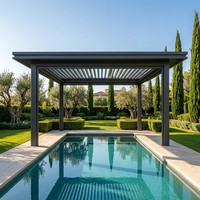 Pergola à lames orientables électriques, contrôle climatique écologique, toit motorisé, revêtement fluorocarboné personnalisé, imperméable, extérieur