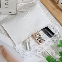 Pochette en sergé de coton imprimée avec logo personnalisé, avec dentelle, pour bijoux, parfums, cosmétiques, cadeaux, portefeuille, emballage de cheveux, sac anti-poussière en coton