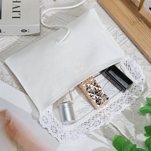 <span class=keywords><strong>Pochette</strong></span> en sergé de coton imprimée avec logo personnalisé, avec dentelle, pour bijoux, parfums, cosmétiques, cadeaux, portefeuille, emballage de cheveux, sac anti-poussière en coton - Product Image 4