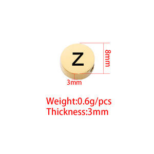 Dijes de Letras Iniciales Redondos de la A a la Z, Chapados en Oro de 18K, de Acero Inoxidable, con Disco Negro |   Espaciador para la Fabricación de Joyería, Pulseras y Collares - Product Image 4