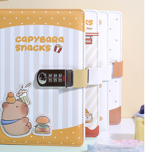 Phổ biến bán buôn dễ thương PU bìa giấy capybara máy tính xách tay Nhật ký với mật khẩu khóa - Product Image 4