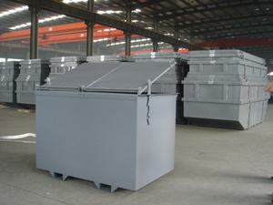 Poubelle avant avec couvercle skip équipement métallique Conteneur bacs de stockage des déchets sur roues - Product Image 3