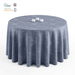 Nappe de table ronde en polyester jacquard floral noir de luxe, 90 pouces, personnalisable, écologique, résistante aux taches, pour mariage et banquet - Product Image 1